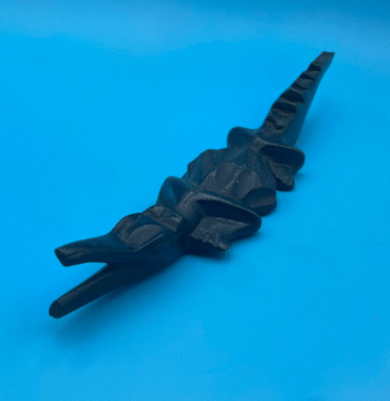 Hand-Carved Black Wooden Crocodile Figurine