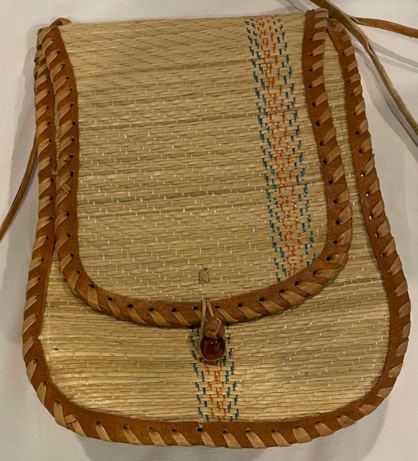 Handwoven Grass and Leather Shoulder Bag